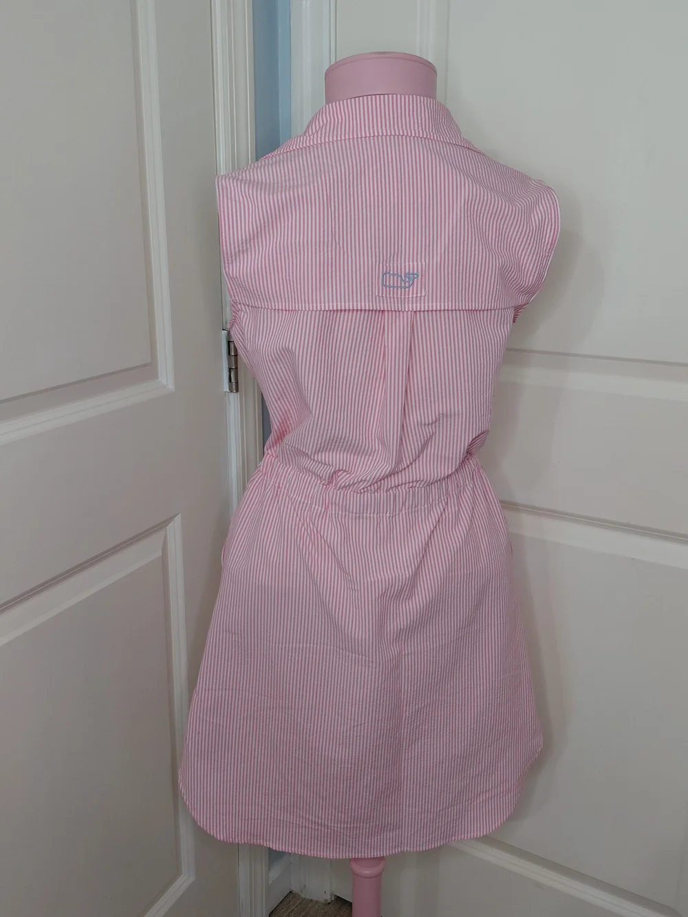 Vineyard Vines Dress Performance Seersucker Vented Pink White Striped Size 2 - Picture 2 of 11